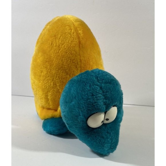 Vintage 24K Animal Crackers Cartoon Turtle Teal Yellow Plush Stuffed Animal 1994 - Picture 9 of 16